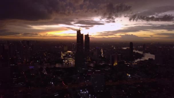 Drone Shots Bangkok Thailand Night — Stock Video