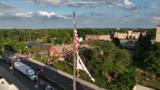 Hershey Pennsylvania Luchtfoto Van Amerikaanse Vlag Chocoladevlag Van Hershey — Stockvideo