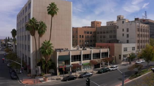 Vue Aérienne Faible Panoramique Des Rues Centre Ville Bakersfield — Video