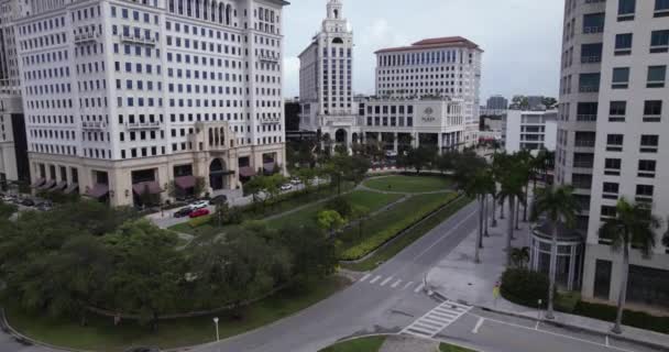 Widok Lotu Ptaka Park Ponce Circle Coral Gables Miami Usa — Wideo stockowe