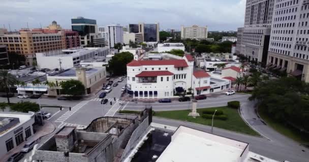 Légi Felvétel Forgalom Felé Ponce Leon Utcai Csomópontnál Coral Gables — Stock videók