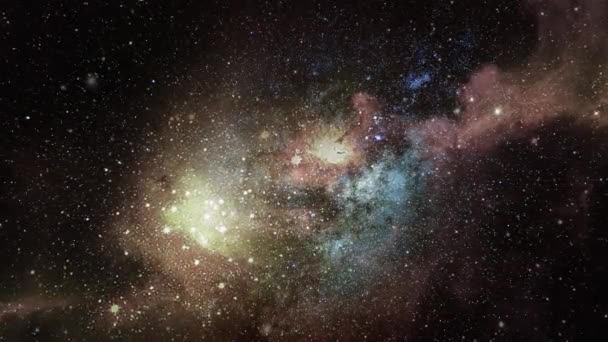 Vista Delle Nubi Nebulosa Alla Deriva Attraverso Universo — Video Stock