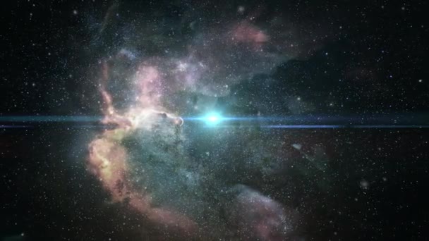 Espace Une Nébuleuse Nuages Déplaçant Dans Univers Sombre — Video
