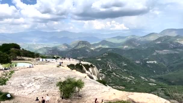 Vista Panorámica Del Sitio Termal Natural Cima Montaña Hierve Agua — Vídeo de stock