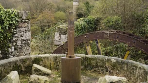 Restaurerade Waterwheels Historical Tregard China Clay Quarry Nära Stephen Cornwall — Stockvideo