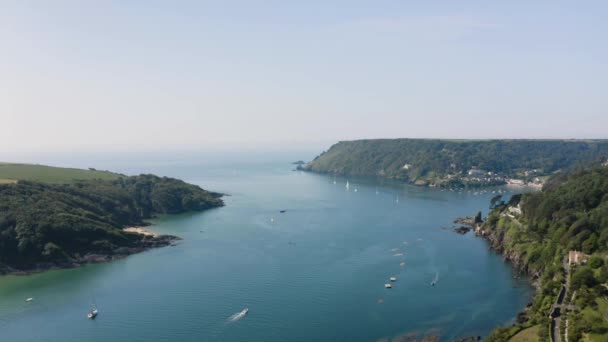 Panoramatický Pohled Slavný Ústí Kingsbridge Salcombe Devon Anglie Letecký Záběr — Stock video