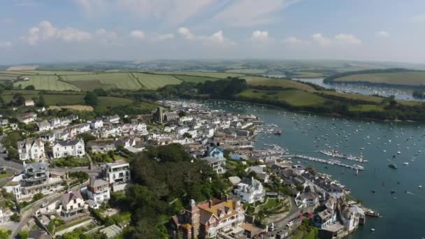 Aerial View Salcombe Kingsbridge Estuary Devon Αγγλία Ευρώπη Drone Shot — Αρχείο Βίντεο
