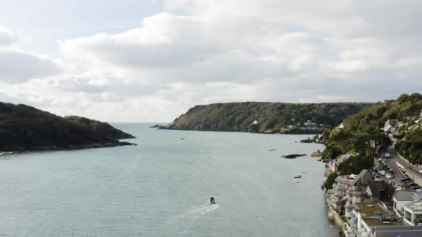 Scénický Seascape Salcombe Devon England Výstřel Bezpilotního Letounu — Stock video