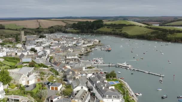 Aerial View Salcombe Resort Town Batson Creek Harbour Devon England — стокове відео