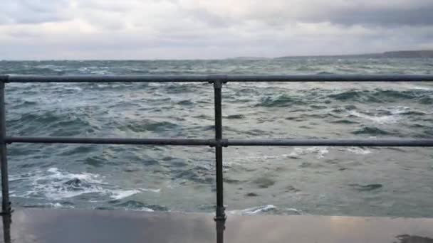 Niebezpieczny Ocean Falisty Zachmurzeniem Podczas Burzy Alex Cornish Coast Newquay — Wideo stockowe