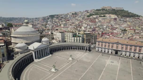 Піднятий Погляд Над Великою Публічною Площею Piazza Del Plebiscito Неаполь — стокове відео