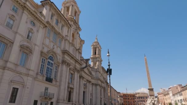 阳光明媚的日子里 罗马市中心的纳沃纳广场 朝下拍摄 — 图库视频影像