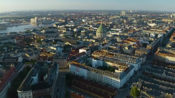 Cinematic Establishing Shot Frederik Church Gereja Marmer Kopenhagen — Stok Video