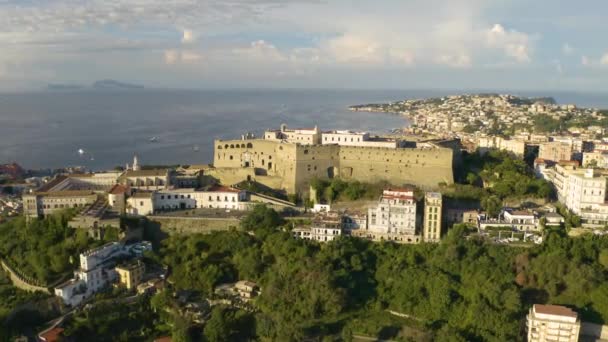 Drone Beklimt Castel Sant Elmo Napels Typische Dag Italia — Stockvideo