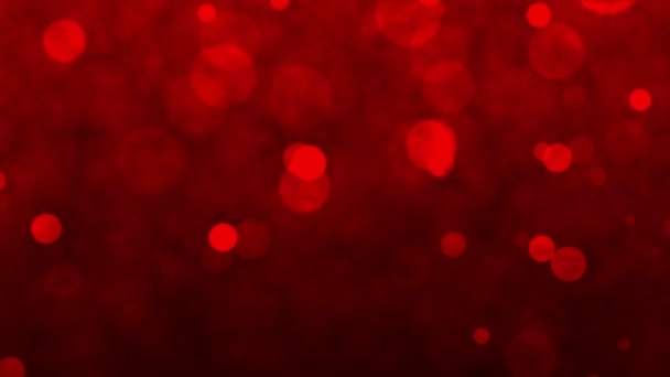 Czerwone Animowane Tło Cząsteczkami Światła Ekranie Obiektyw Skupia Się Czerwonym — Wideo stockowe