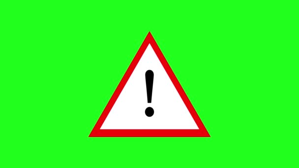Icône Signe Attention Avec Animation Chromatique Triangle Avertissement Danger Panneau — Video