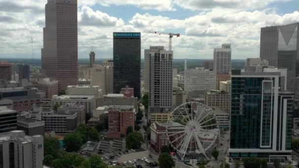 Drone Strzela Wysoko Kierunku Wieżowców Wschód Centennial Olympic Park Atlancie — Wideo stockowe