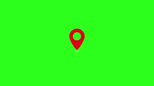 Locatie Pin Pointer Kaart Geanimeerde Cartoon Groen Scherm Achtergrond Een — Stockvideo