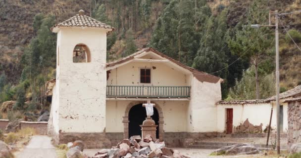 Pisac Εγκαταλειφθεί Παλιά Αποικιακή Εκκλησία — Αρχείο Βίντεο