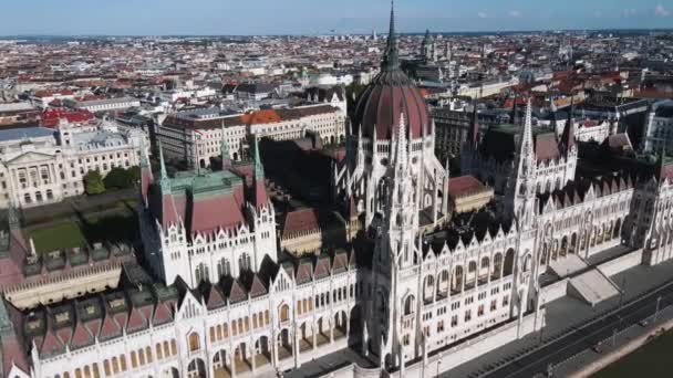 Sanfter Luftballonschuss Auf Das Ungarische Parlament Budapest — Stockvideo