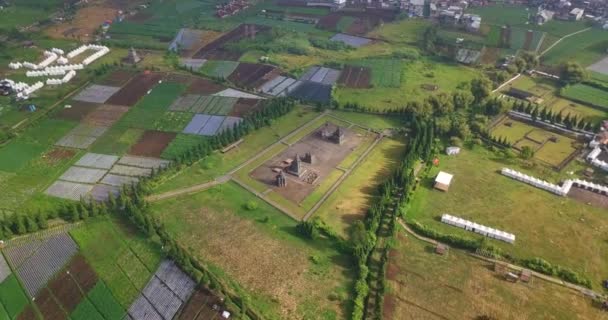 Orbit Drone Geschoten Vanaf Arjuna Tempel Complex Dieng Plateau Toen — Stockvideo