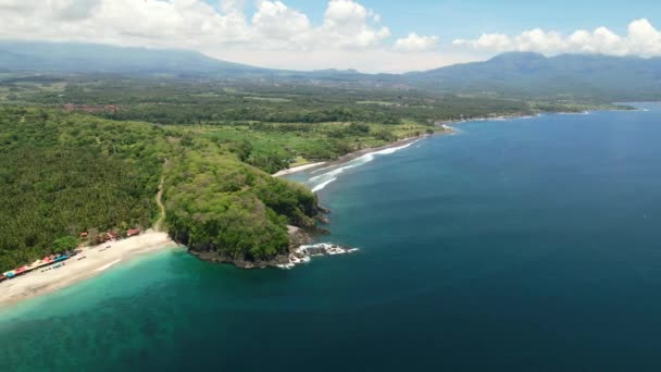 Luas Panorama Udara Pemandangan Dari Timur Bali Pantai Pantai Prasi — Stok Video