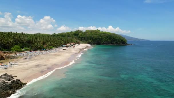 Krásné Tyrkysové Oceánské Vlny Havárie Tropickém Ostrově Bali Pantai Prasi — Stock video