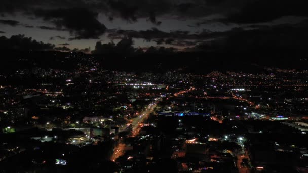Letecký Noční Pohled Medellin Kolumbie — Stock video