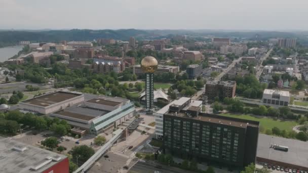 Luchtzoom Uit Sunsphere Het Centrum Van Knoxville — Stockvideo