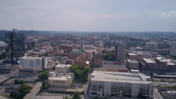 Brede Antenne Tijdspanne Hyperlapse Van Sunsphere Het Centrum Van Knoxville — Stockvideo