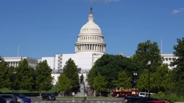 Frente Capitolio Los Estados Unidos Tomado Vehículo Edificio Construcción — Vídeos de Stock
