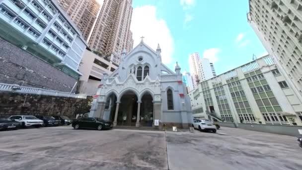 Katholieke Kathedraal Van Hongkong Van Onbevlekte Ontvangenis Midden Niveau Centraal — Stockvideo