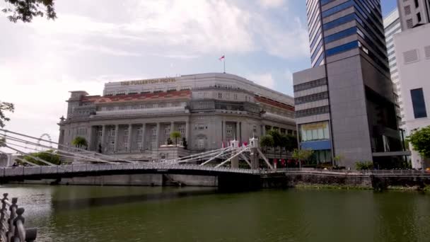 Fasáda Fullerton Hotel Singapuru — Stock video