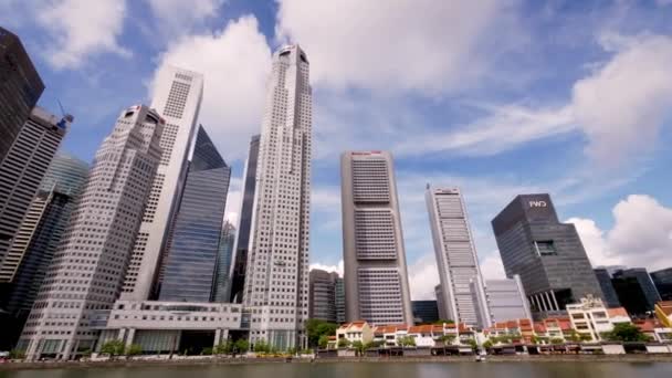 Homlokzata Nagy Épületek Üzleti Központ Szingapúrban — Stock videók