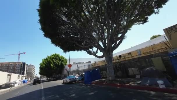 Obdachlose Auf Den Straßen Von Los Angeles Kalifornien Fahrersicht — Stockvideo