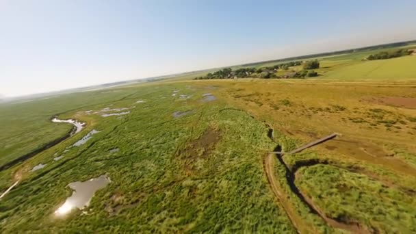 High Speed Drohnenaufnahmen Von Flüssen Und Bächen Rande Eines Großen — Stockvideo