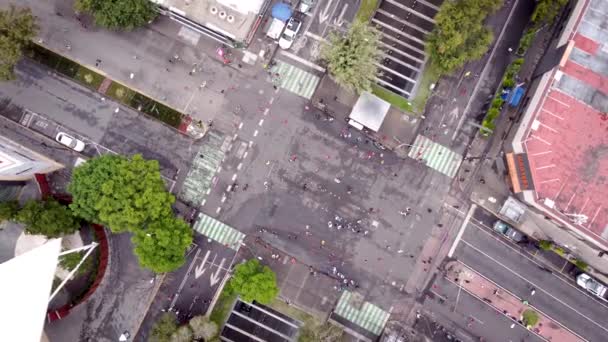 Drone Άποψη Των Δρομέων Κατά Διάρκεια Του 2022 Μαραθωνίου Πόλη — Αρχείο Βίντεο