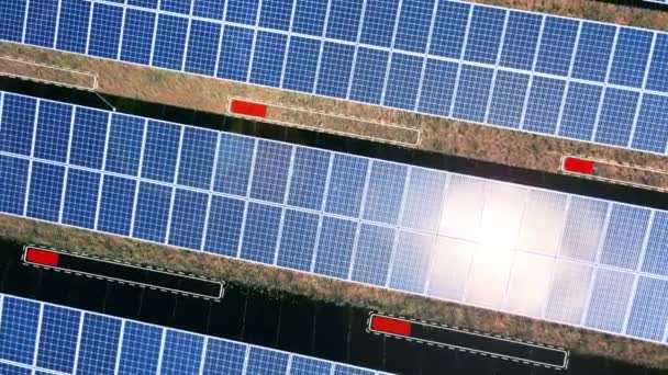 Отражение Солнечных Панелей Заполнение Индикаторов Энергией Рендеринг — стоковое видео