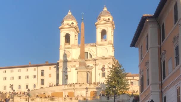 Eglise Sommet Des Marches Emblématiques Espagnoles Dans Les Premiers Jours — Video