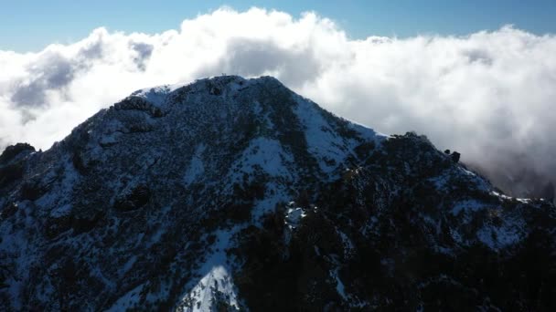 Aerial Shot Mountain Pico Ruivo Madeira — Stock Video