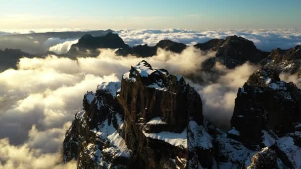 Drone Shot Van Het Dramatische Landschap Top Van Berg Pico — Stockvideo