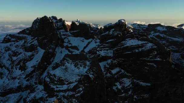 Lado Sombra Montaña Durante Amanecer Montaña Pico Ruivo Madeira — Vídeos de Stock