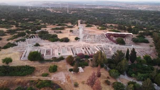 Aerial Drone Footage View Archaeological Site Apollon Hylates Sanctuary Ourion — Stockvideo