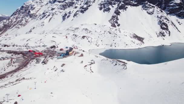 Vue Laguna Del Inca Pendant Hiver Portillo Chili Tir Drone — Video
