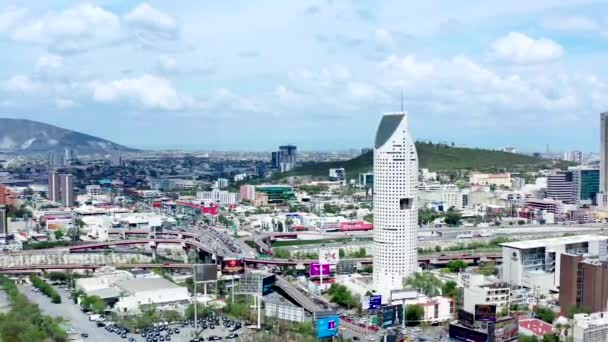 Drone Vista Ciudad Monterrey Nuevo Len Meixico Drone Volando Hacia — Vídeo de stock
