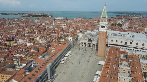 Saint Mark Meydanı Nın Venedik Adası Ndaki Geniş Hava Görüntüsü — Stok video