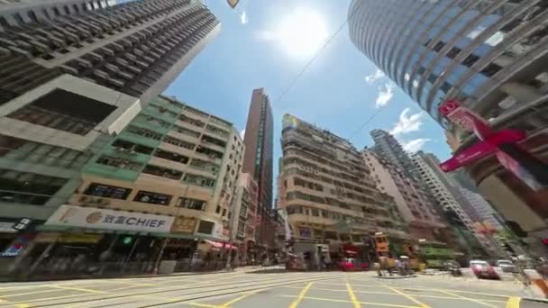 Transporte Público Actividad Peatonal Caducan Wan Chai Road Hong Kong — Vídeos de Stock