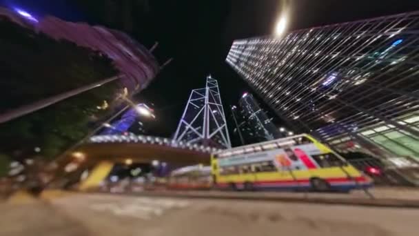 Central Financial Center Night Hong Kong Tilt Shift Blur Time — стоковое видео