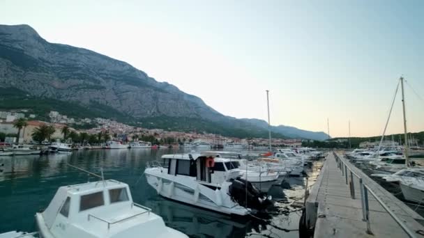 Imágenes Largo Puerto Deportivo Makarksa Croacia — Vídeo de stock