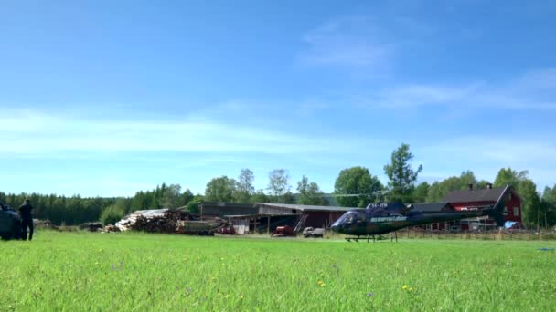 Décollage Hélicoptère Campagne Vacances Été Statique — Video